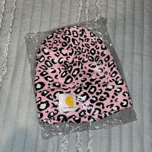 pink leopard Carhartt beanie